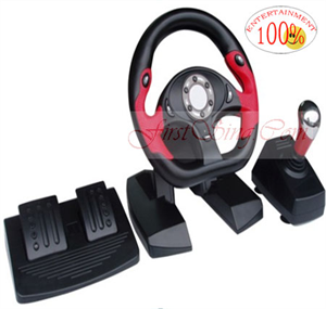 Show details for Firstsing FS18091 3IN1 Wired Steering Wheel for PS3/PS2/PC 10inch Picture of Firstsing FS18091 3IN1 Wired Steering Wheel for PS3/PS2/PC 10inch