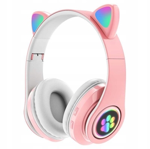 Picture of Foldable Bluetooth Earphones Colorful LED RGB Kids Headphones Cat Ears