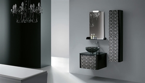 Изображение LANBOR Chinese 2012 new arrival glass door modern wood bathroom vanity furniture with vessel sink  light FS059 lightFS059