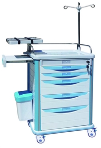 Изображение Hospital ABS Emergency Medical Trolleys With 5 Drawers   Noiseless Casters