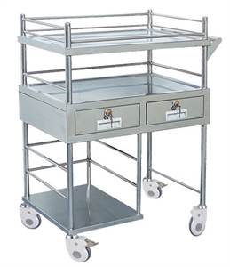 Изображение Two Drawers Stainless Steel Medical Instrument Trolley For Emergency