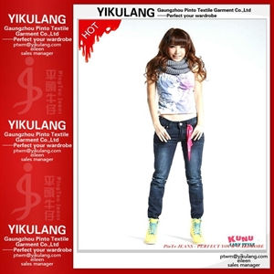 Picture of Slim Ladies Denim Jeans Pants with Folding-PT-L3